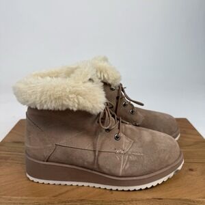 New Womens Lamo Demi Tan Lace Up Fur Cuff Lined Boots Size 6 M NWOB